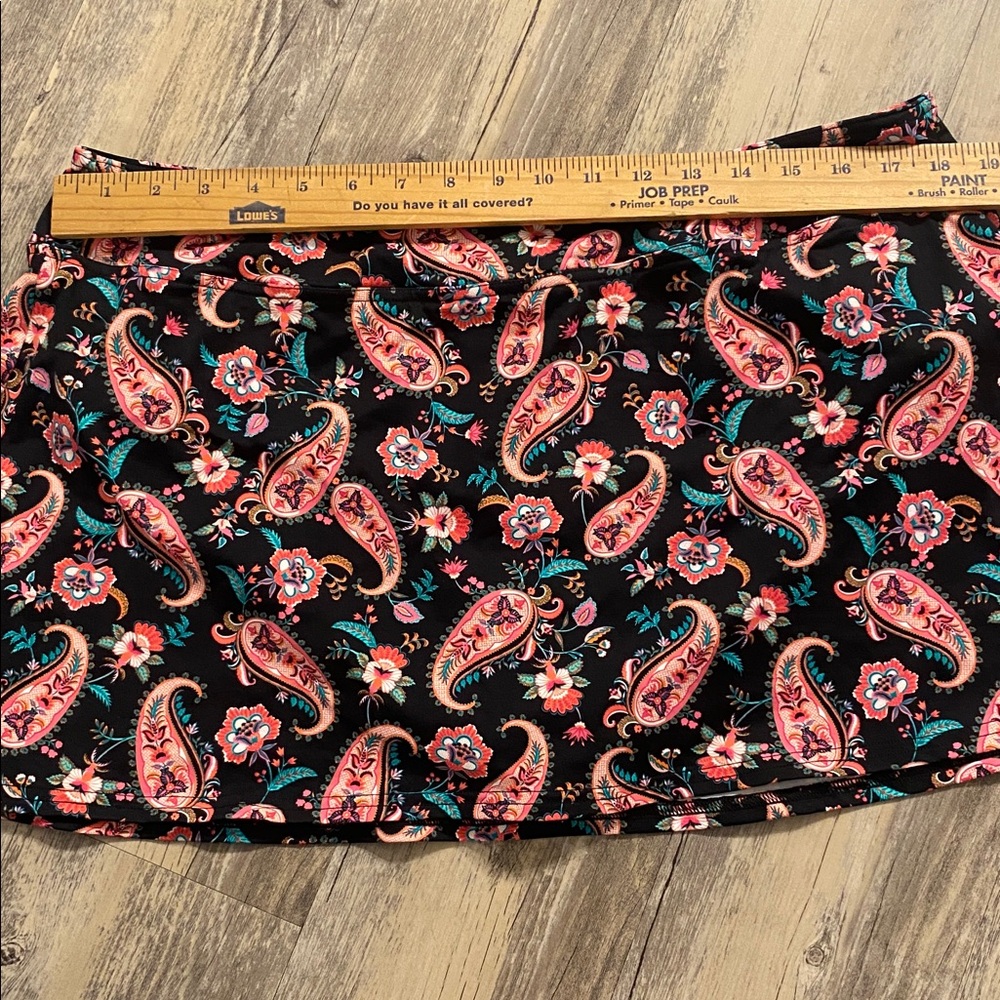 Lands End Women's Mini Swim Skirt Swim Bottoms Black Multi Paisley Floral 18 - Picture 6 of 8